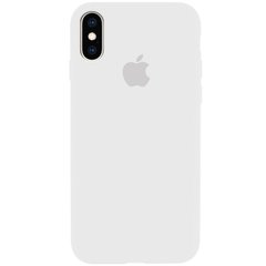 Чохол silicone case for iPhone X / XS з мікрофіброю і закритим низом White