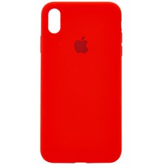 Чехол silicone case for iPhone XS Max с микрофиброй и закрытым низом Red