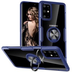 TPU+PC чохол Deen CrystalRing for Magnet (opp) для Samsung Galaxy S20 Plus (Безбарвний / Синій)