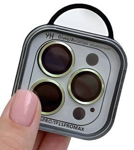 Защитное стекло Metal Classic на камеру (в упак.) для Apple iPhone 12 / 12 Pro (Зеленый / Green)