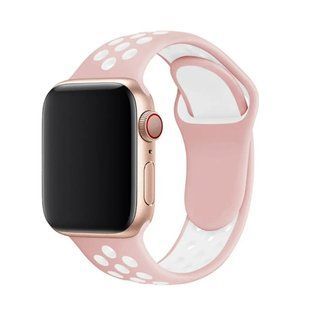 Силиконовый ремешок Sport Nike+ для Apple watch 42mm / 44mm (Pink Sand/White)