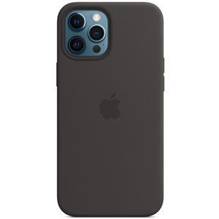 Чехол Silicone case (AAA) для Apple iPhone 12 Pro Max full with Magsafe and Animation / Закрытый низ / Анимация / Черный / Black