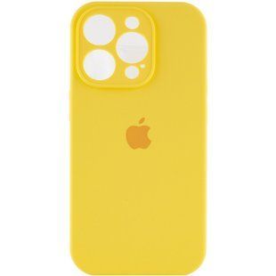 Чехол для Apple iPhone 14 Pro Max Silicone Full camera закрытый низ + защита камеры / Желтый / Yellow