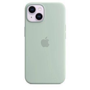 Чохол Silicone case Original 1:1 (AAA) with Magsafe для Apple iPhone 14 Plus (6.7") Бірюзовий / Succulent