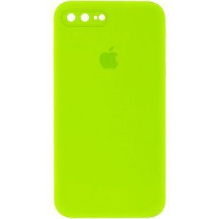 Чехол для Apple iPhone 7 plus / 8 plus Silicone Full camera закрытый низ + защита камеры (Салатовый / Neon green) квадратные борты