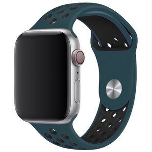 Силіконовий ремінець Sport Nike+ для Apple watch 38mm / 40mm (Pine Green / Black)