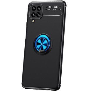 TPU чехол Deen ColorRing под магнитный держатель (opp) для Samsung Galaxy A12 (Черный / Синий)
