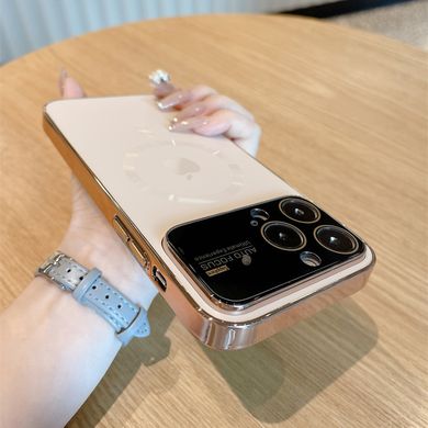 Чохол для iPhone 14 Plus Скляний матовий + скло на камеру Camera Lens Glass matte case with Magsafe Pearly White
