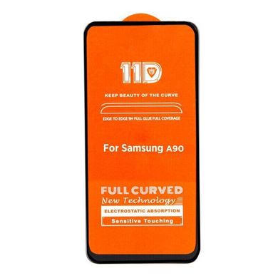 5D + (11D) скло для Samsung Galaxy A90 Black Повний клей, Черный