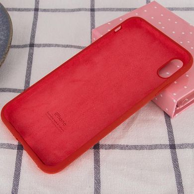 Чехол для Apple iPhone XR (6.1"") Silicone Case Full с микрофиброй и закрытым низом Красный / Dark Red