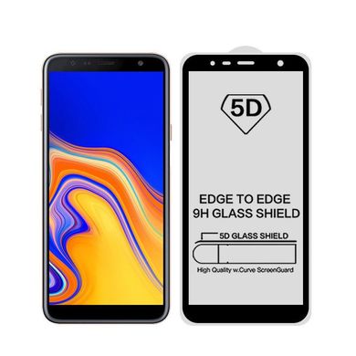 5D скло для Samsung Galaxy J4 2018 Чорне Повний клей / Full glue