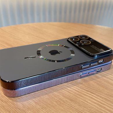 Чехол для iPhone 14 Plus Стеклянный матовый + стекло на камеру Camera Lens Glass matte case with Magsafe Cangling Green