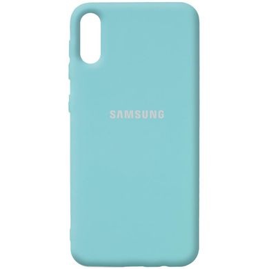 Чохол для Samsung A02 Silicone Full з закритим низом і мікрофіброю Бірюзовий / Ice Blue