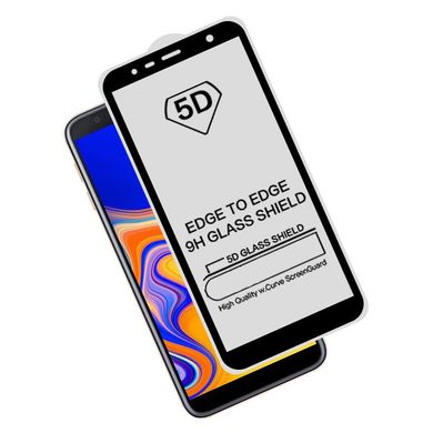 5D скло для Samsung Galaxy J4 2018 Чорне Повний клей / Full glue