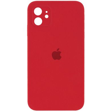 Чехол для iPhone 11 Silicone Full camera красный/Camelia / закрытый низ + защита камеры