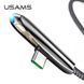 Кабель USAMS Type-C Right-angle Zinc Alloy Braided with Light US-SJ363 U34 |1.2m, 5A| Black, Black