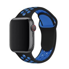 Силіконовий ремінець Sport Nike+ для Apple watch 42mm / 44mm Black-Blue