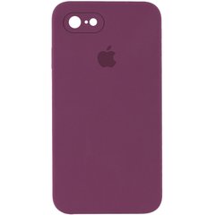 Чехол для iPhone 6/6s Silicone Full camera закрытый низ + защита камеры Бордовый / Maroon квадратные борты