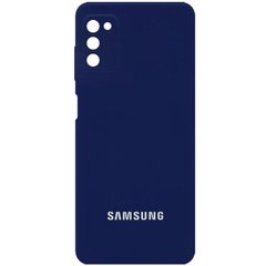 Чехол для Samsung Galaxy A03s Silicone Full camera закрытый низ + защита камеры Темно-синий / Midnight blue