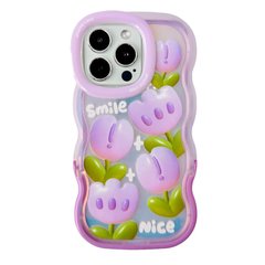 Чехол для iPhone 14 Pro Max Волнистый Tulips smile nice + подставка