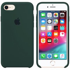 Чехол silicone case for iPhone 7/8 с микрофиброй и закрытым низом Forest Green / Темно - зеленый