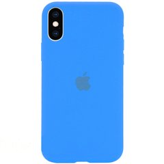 Чехол silicone case for iPhone XS Max с микрофиброй и закрытым низом Blue