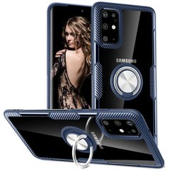 TPU+PC чохол Deen CrystalRing for Magnet (opp) для Samsung Galaxy S20 Plus (Безбарвний / Темно-синій)
