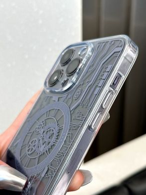 Чехол для iPhone 14 Pro Max прозрачный Mechanical Watches Case with MagSafe Silver