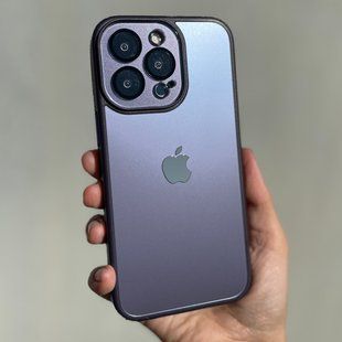 Чохол для iPhone 13 Скляний матовий + скло на камеру з мікрофіброю TPU+Glass Sapphire Midnight Deep Purple