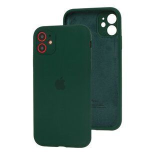 Чехол для iPhone 11 Silicone Full camera армейский зеленый / закрытый низ + защита камеры