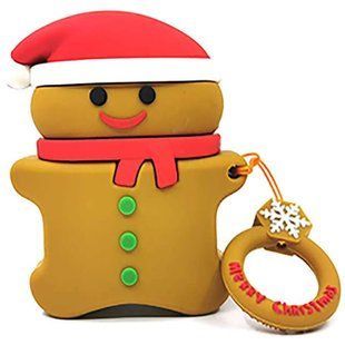 Силиконовый футляр Happy New Year с кольцом для наушников AirPods (Новогоднее печенье / Коричневый)