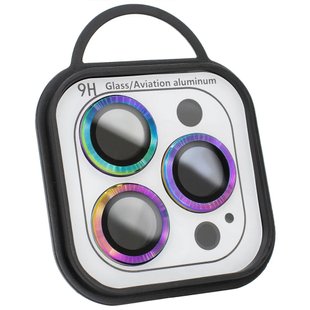 Защитное стекло Metal Classic на камеру (в упак.) для Apple iPhone 13 mini / 13  (Сиреневый/ Rainbow)