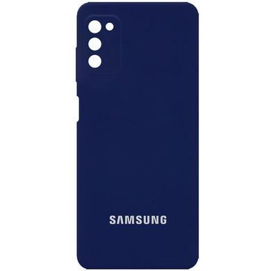 Чехол для Samsung Galaxy A03s Silicone Full camera закрытый низ + защита камеры Темно-синий / Midnight blue