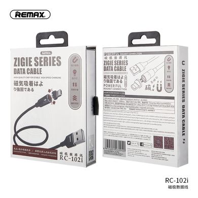 Кабель REMAX магнитный lightning Zigie Series Magnet Connection RC-102i |1.2m, 3A| Black, Black