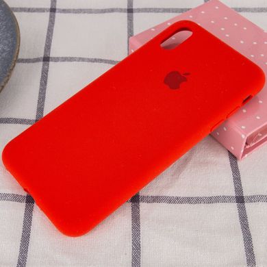 Чохол silicone case for iPhone X / XS з мікрофіброю і закритим низом Red