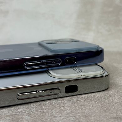 Чехол для iPhone 11 Стеклянный матовый + стекло на камеру Camera Lens Glass matte case with Magsafe Sierra Blue