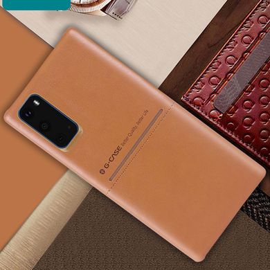 Кожаная накладка G-Case Cardcool Series для Samsung Galaxy S20 (Коричневый)