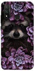 Чохол для Huawei P Smart (2020) PandaPrint Єнот в кольорах квіти