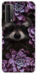 Чохол для Huawei P Smart (2021) PandaPrint Єнот в кольорах квіти