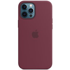 Чохол для Apple Iphone 12/12 pro Silicone case Original 1: 1 full with Magsafe / Бордовий / Plum