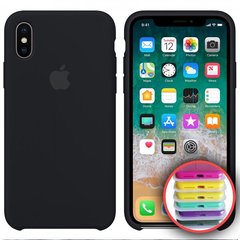Чехол silicone case for iPhone X/XS с микрофиброй и закрытым низом Black