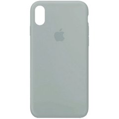 Чехол silicone case for iPhone XS Max с микрофиброй и закрытым низом Mist Blue