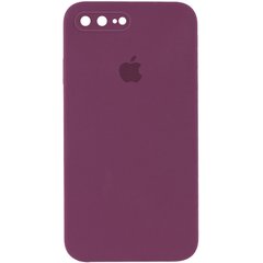 Чехол для Apple iPhone 7 plus / 8 plus Silicone Full camera закрытый низ + защита камеры (Бордовый / Maroon) квадратные борты