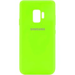 Чехол Silicone Cover My Color Full  для Samsung Galaxy S9 Салатовый / Neon green c закрытым низом и микрофиброй