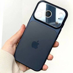 Чехол для Iphone 13 Pro Max Стеклянный матовый ( дизайн 17 серии) + стекло на камеру Syndee AG Glass MagSafe Case Blue