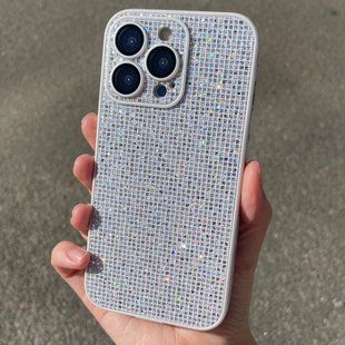 Чехол с блестками, стразами для iPhone 14 Pro Max Galaxy case White