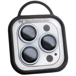 Защитное стекло Metal Classic на камеру (в упак.) для Apple iPhone 12 / 12 Pro (Голубой / Blue)