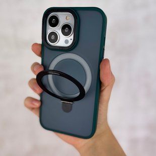 Чохол протиударний для iPhone 12 / 12 Pro Matt Guard MagSafe Case + кільце-підставка Dark Green