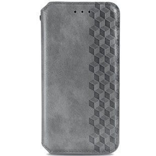 Кожаный чехол книжка GETMAN Cubic (PU) для Samsung Galaxy A12 (Серый)