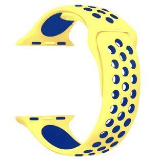 Силіконовий ремінець Sport Nike+ для Apple watch 38mm / 40mm (Yellow / Blue)